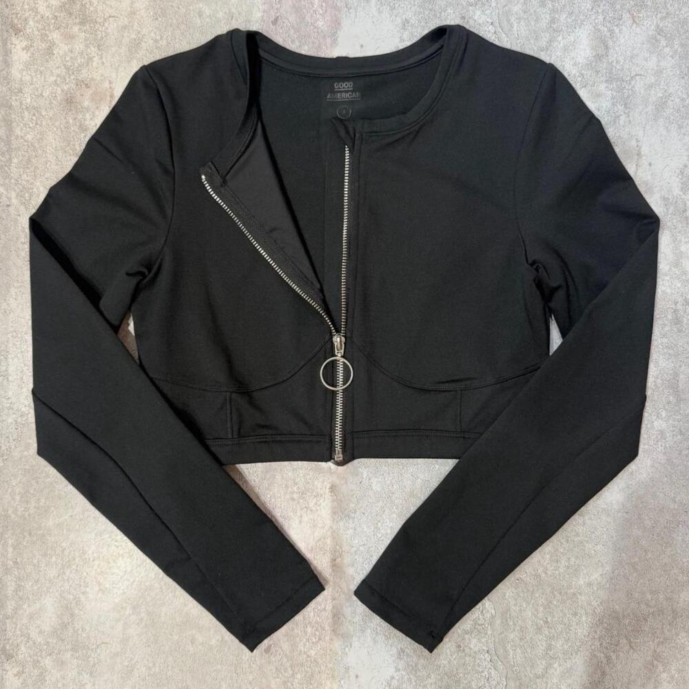 Good American Warrior Zip Crop Top